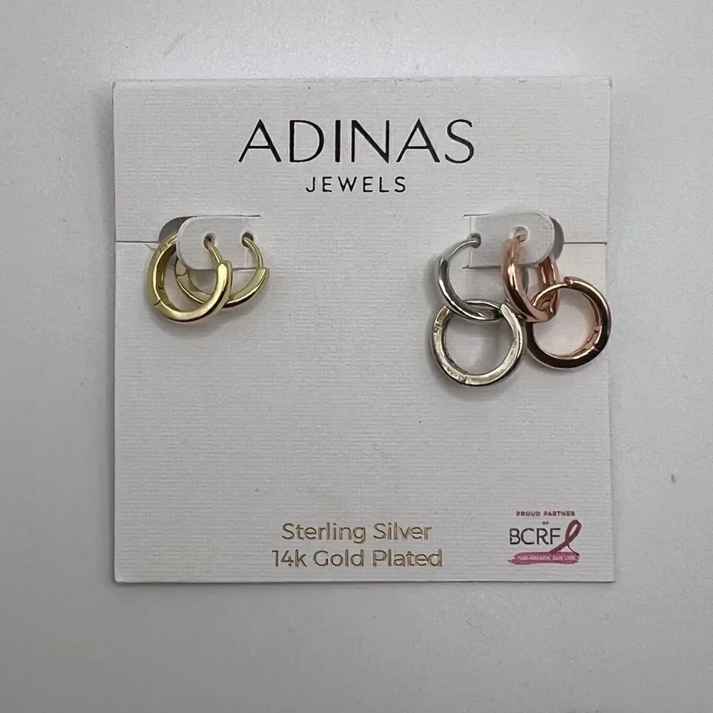 Adinas Jewels Solid Trio Huggie Earrings Combo Set Sterling Silver New